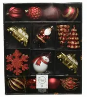 Assortiment kerstballen 25st kunststof rood - image 2