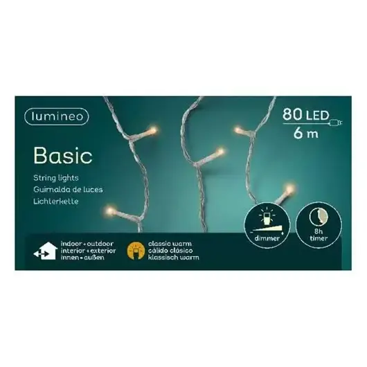 Basic lights 80L 6m - transparant/klassiek warm - afbeelding 2