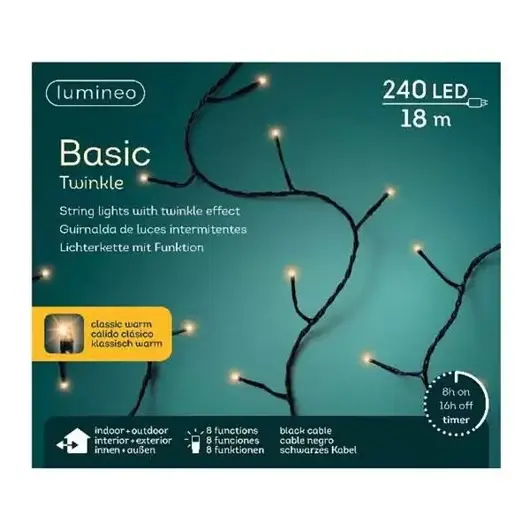 Basic twinkle lights 240L 18m - klassiek warm - afbeelding 2