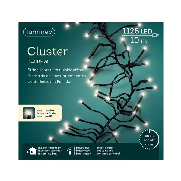 Cluster twinkle lights 1128L 10m - warm wit - afbeelding 2