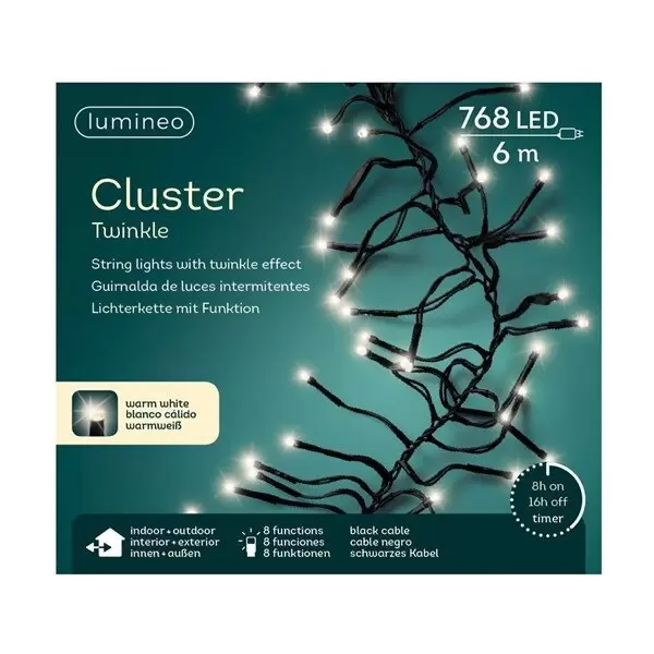 Cluster twinkle lights 768L 6m - warm wit - afbeelding 2