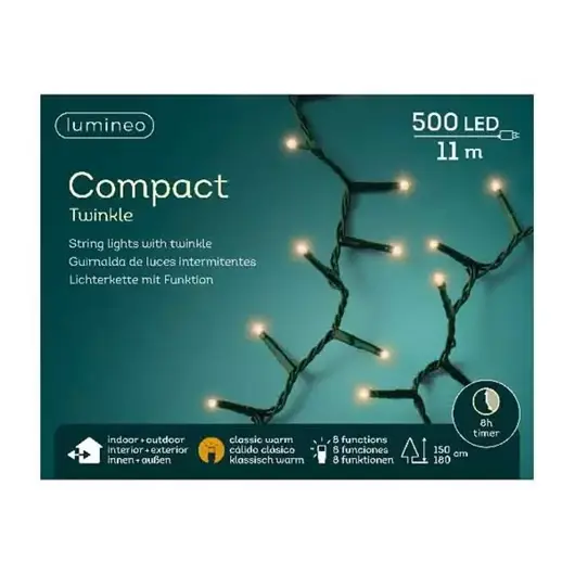 Compact twinkle lights 500L 11m - klassiek warm - afbeelding 2