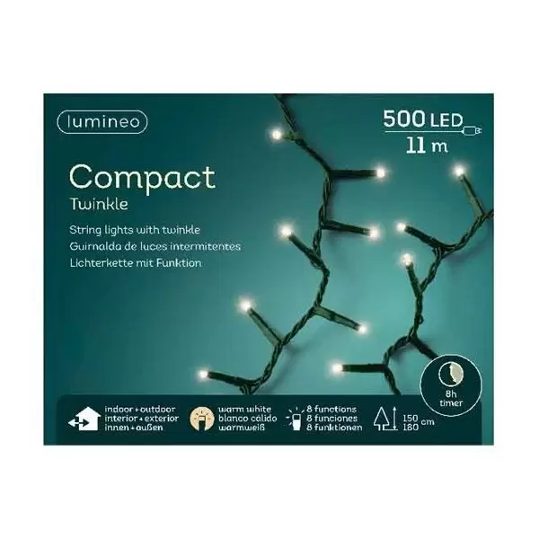 Compact twinkle lights 500L 11m - warm wit - afbeelding 2