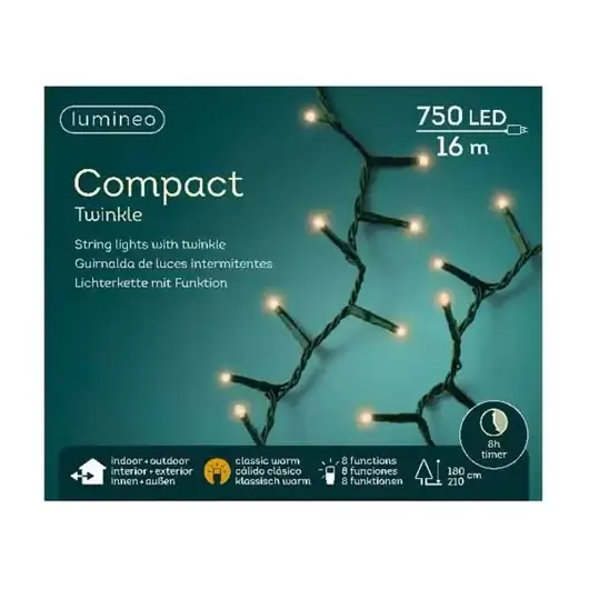 Compact twinkle lights 750L 16m - klassiek warm - afbeelding 2