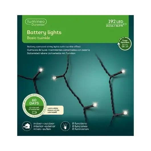 Durawise twinkle lights 192L 14,3m - warm wit - afbeelding 2