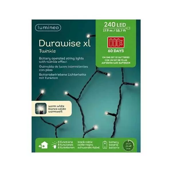 Durawise XL twinkle lights 240L 17,9m - warm wit - afbeelding 2