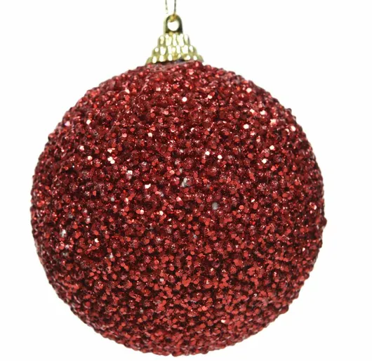 Kerstbal foam d8cm glitter rood