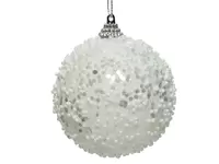 kerstbal foam glitter met kraaltjes Ø 8 cm - mist lila