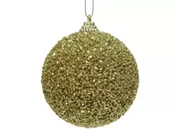 kerstbal foam glitter met kralen Ø 8 cm - licht goud