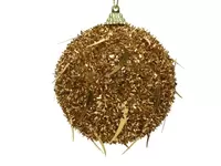 kerstbal foam met lametta paillet Ø 8 cm - licht goud