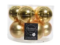 kerstbal glas glans-mat Ø 6 cm - licht goud