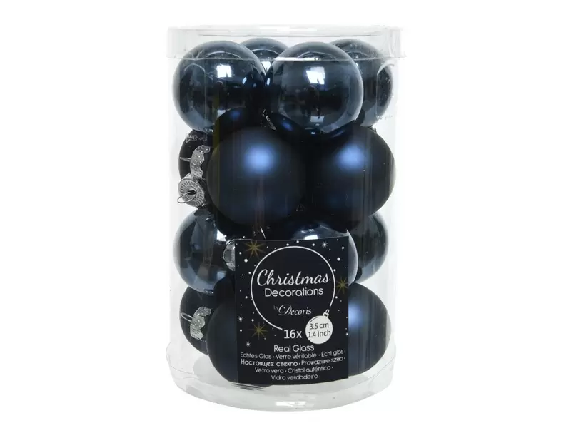 kerstbal glas glans-mat Ø 3,5 cm - nachtblauw