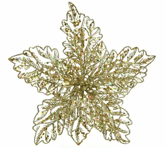 Poinsettiaclip plc d23.5h10cm goud - afbeelding 1
