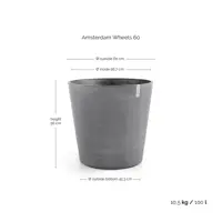 Pot amsterdam + wieltjes d60cm grijs - afbeelding 1