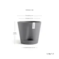 Pot venice 2 d30cm grijs - afbeelding 1