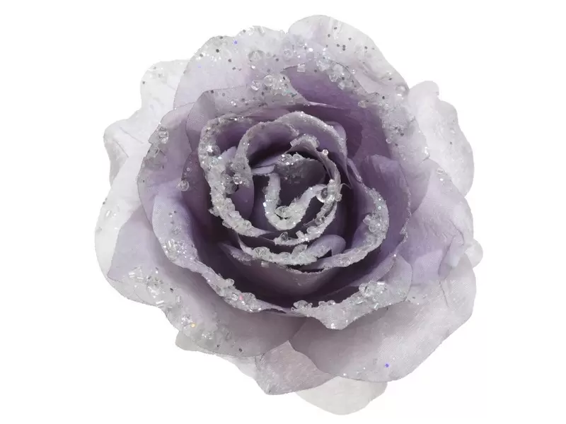 roos met glitter op clip -  bevroren lila