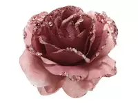 roos met glitter op clip - velours roze