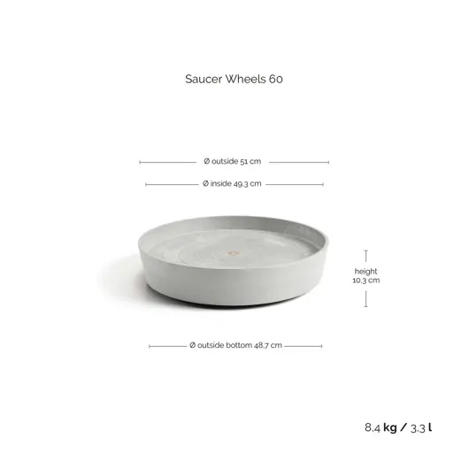 Schaal met wieltjes d60 cm witgrijs - afbeelding 1