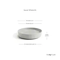 Schaal met wieltjes d60 cm witgrijs - afbeelding 1