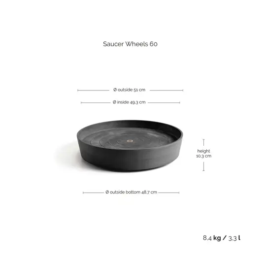 Schaal met wieltjes d60cm donkergrijs - afbeelding 1