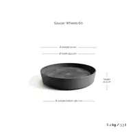 Schaal met wieltjes d60cm donkergrijs - afbeelding 1