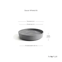 Schaal met wieltjes d60cm grijs - afbeelding 1