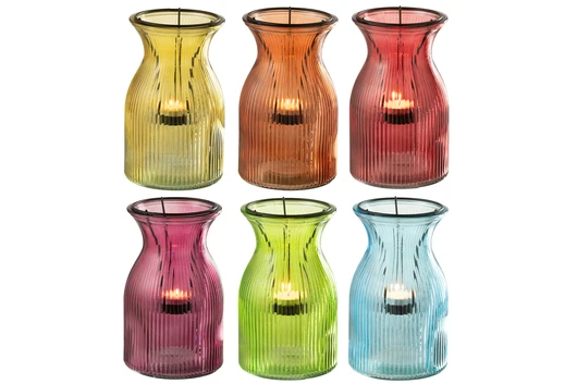 Theelichthouder gls d12h19cm mix a6 - afbeelding 1