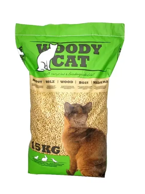 Woody Cat 15l/25kg - kattenbakvulling houtvezelkorrels